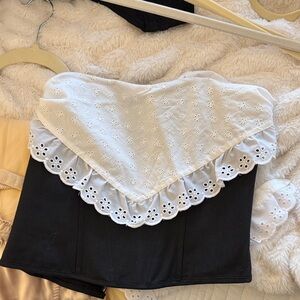 Sandy Liang White Eyelet Ruffled Top